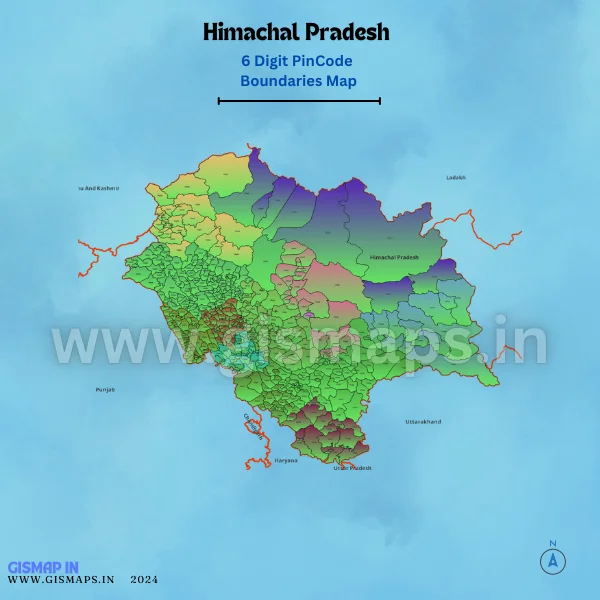 Himachal Pradesh 6 Digit Pincode Boundaries Map